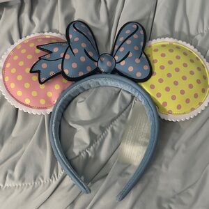 Disney Polka Dot Minnie-Style Ear Headband in Pastel Pink, Yellow & Blue